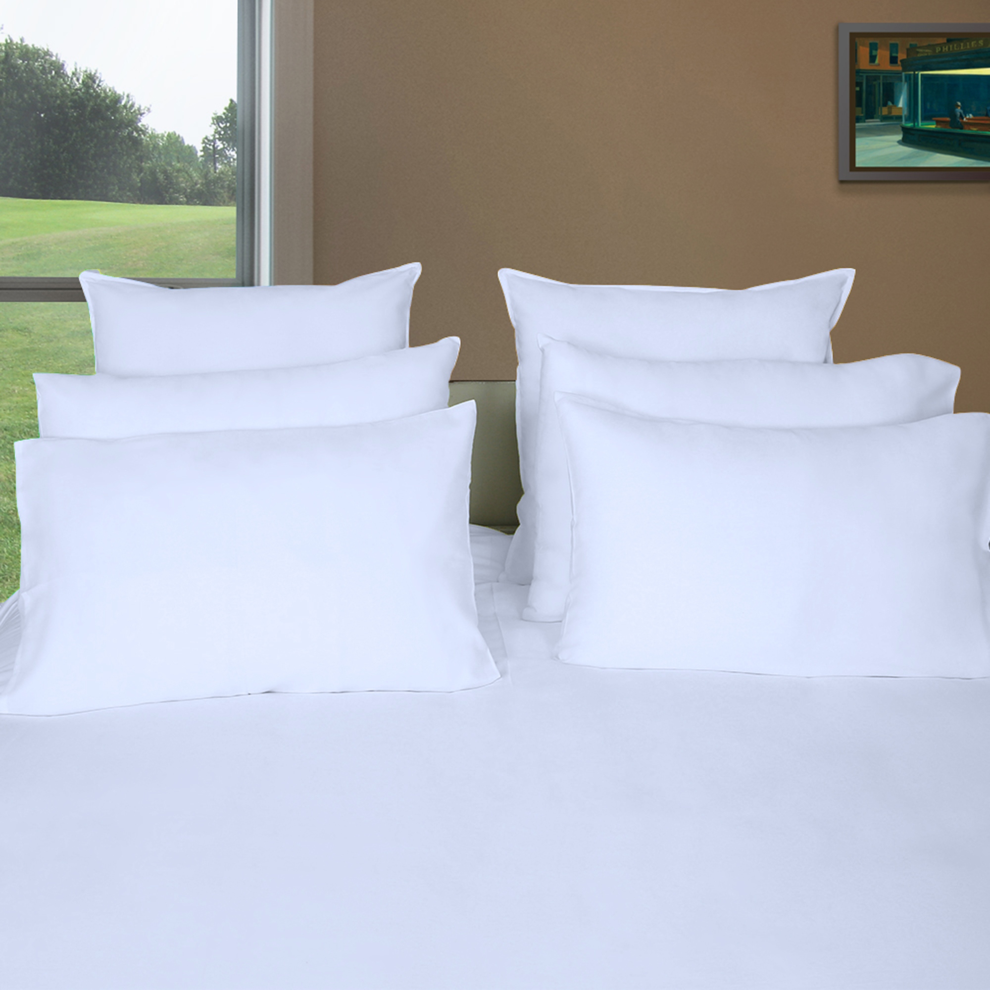 Just Linen Hotel Linen Collection 400 TC 100 Cotton Sateen Solid White Pair of Large Queen Flat Bed Sheets